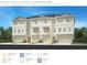 New construction three-story townhome showcasing a contemporary design with a two-car garage and white siding at 9992 Key Haven Rd, Seminole, FL 33777