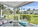 Enclosed porch with table, chairs, and views of lawn and tropical landscaping at 2014 Canal Dr # M6, Bradenton, FL 34207
