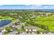 Aerial view featuring charming homes nestled amongst lush landscaping, with a pond at 2417 Fairway Oaks Dr # 22, Palmetto, FL 34221