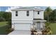 Charming two-story home featuring a gray stucco exterior, stone accents, and a two-car garage at 3226 Bitterroot Ln, Lakewood Ranch, FL 34211
