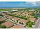 Panoramic aerial view of a townhome community with pond, lush landscaping, and convenient location at 4026 Overture Cir # 487, Bradenton, FL 34209