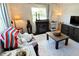 Comfortable living room with fireplace, plush white rug, and lots of natural light at 5233 Kenwood Ave, Sarasota, FL 34234