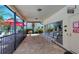 Covered patio with comfortable seating near the recreation building at 925 Beach Rd # 408, Sarasota, FL 34242