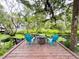 Relaxing backyard area with a pond, fire pit, chairs, and lush greenery, perfect for outdoor enjoyment at 25640 State Road 70 E, Myakka City, FL 34251