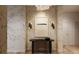 Elegant hallway featuring floral wallpaper, modern sconces, and a stylish console table at 33 S Palm Ave # 1501, Sarasota, FL 34236