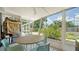 Inviting screened porch with an oval table and chairs, offering scenic views of the lush greenery at 809 40Th St, Sarasota, FL 34234