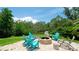 Cozy backyard space with lounge seating around a firepit, and access to a backyard canal and dock at 9403 9Th Nw Ave, Bradenton, FL 34209