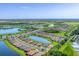 Stunning aerial view of a well-planned community featuring lakes, golf courses, and lush greenery at 3025 Veneto Ct, Bradenton, FL 34211