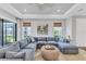 Bright living room featuring a cozy sectional couch, modern decor, and natural light at 3025 Veneto Ct, Bradenton, FL 34211