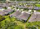 A neighborhood aerial shows well-manicured lawns, complemented by lush landscaping and uniform, modern home designs at 3602 Secret Stroll Dr, Sarasota, FL 34240
