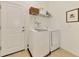 Functional laundry room with a modern washer and dryer, complemented by storage shelves and clean design at 3602 Secret Stroll Dr, Sarasota, FL 34240