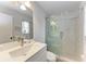 Bathroom featuring a glass door shower, modern vanity, a sink with a faucet, and a mirror at 3905 34Th Avenue W Dr # 36, Bradenton, FL 34205