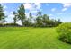 A wide-open green backyard space with mature trees and landscaping at 4654 Claremont Park Dr, Bradenton, FL 34211