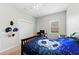 Bedroom featuring carpet, single bed, desk and ceiling fan at 4654 Claremont Park Dr, Bradenton, FL 34211