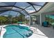 A screened-in pool area with a sleek pool, outdoor kitchen, and comfortable lounge seating offers an ideal outdoor space at 15808 42Nd E Gln, Parrish, FL 34219