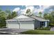New construction home showing a three car garage, stone accents and manicured landscaping at 3114 Torta Ct, Bradenton, FL 34211