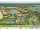 Bellacina by Casey Key community aerial view of tennis courts, clubhouse and lovely lakefront homes at 5596 Cantucci St, Nokomis, FL 34275