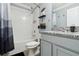 Clean bathroom featuring tiled shower-tub combo and granite vanity at 731 116Th Ne Ct, Bradenton, FL 34212
