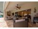 Spacious covered patio with seating area and a view of the pool at 2505 Rio Tiber Dr, Punta Gorda, FL 33950