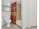 Bathroom with shower and patterned shower curtain at 176 Jennifer Dr, Rotonda West, FL 33947