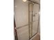 Clean bathroom with a shower/tub combo and glass enclosure at 175 Kings Hwy # 411, Punta Gorda, FL 33983