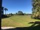 Backyard with grassy area and palm trees at 175 Kings Hwy # 411, Punta Gorda, FL 33983