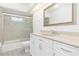 Clean bathroom, featuring a shower/tub combo and vanity at 18882 Ayrshire Cir, Port Charlotte, FL 33948