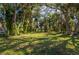 Large grassy backyard dotted with mature trees providing ample shade on a sunny day at 1150 Winston St, Port Charlotte, FL 33952