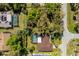 Aerial view of a home with a pool and lush landscaping at 1150 Winston St, Port Charlotte, FL 33952