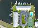 Aerial view of waterfront community with pool, tennis court, and boat slips at 3600 Bal Harbor Blvd # 1G, Punta Gorda, FL 33950