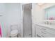 Updated bathroom with a walk-in shower and marble vanity at 5731 Oakview Ln, Punta Gorda, FL 33950
