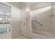 Clean bathroom with shower/tub combo and linen closet at 1060 San Mateo Dr, Punta Gorda, FL 33950