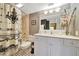 Bathroom with shower, vanity, and patterned floor at 150 Harborside Ave # 314, Punta Gorda, FL 33950
