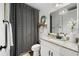 Clean bathroom with a shower/tub combo, granite countertop and modern fixtures at 43789 Cattleman Dr, Punta Gorda, FL 33982