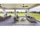 Relaxing covered patio furnished for outdoor dining and lounging at 28976 Gin Ln, Punta Gorda, FL 33982