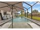 Refreshing screened pool with patio and umbrella at 16195 Maya Cir, Punta Gorda, FL 33955