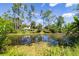 House with a pond and lush landscape at 1516 Natrona Dr, North Port, FL 34286