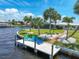 Private dock with seating area offers waterfront access and stunning canal views at 374 Severin Se Rd, Port Charlotte, FL 33952