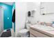 Clean bathroom with a shower/tub combo, toilet and vanity at 5104 Chaves Cir, Port Charlotte, FL 33948