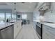 Modern kitchen with gray cabinets and white countertops at 2239 Cornelius Blvd, Port Charlotte, FL 33953