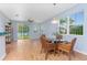 Dining area with lake view, hardwood floors, and wicker chairs at 8883 Tuscany Isles Dr, Punta Gorda, FL 33950
