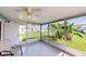 Spacious screened porch with ceiling fan and backyard view at 8724 Agress Ave, North Port, FL 34287