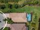 Aerial view of single-Gathering home with pool and canal view at 13948 Miranese St, Venice, FL 34293