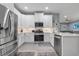 Modern kitchen with white cabinets, stainless steel appliances at 43614 Sparrow Dr, Punta Gorda, FL 33982