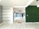 Living room showcasing a glass wall and a green wall feature at 1185 Bayshore Dr, Englewood, FL 34223