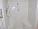 Clean shower stall with built-in seat at 5787 Holiday Park Blvd, North Port, FL 34287