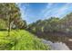 Peaceful waterfront view with lush vegetation and palm trees at 5034 Hightower Rd, North Port, FL 34288