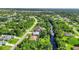 Aerial view of a residential neighborhood with lush greenery and a waterway at 5034 Hightower Rd, North Port, FL 34288