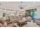 Open concept living area with large windows and access to the lanai and pool at 1596 Hyssop Loop, North Port, FL 34289