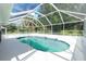 Inviting screened-in pool with sparkling water and stylish blue tile surrounded by a spacious deck at 3159 Draper Ter, North Port, FL 34286